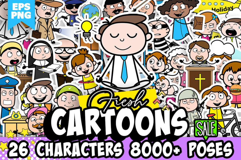8,000+ Cartoon Character SVGs - Mighty Deals