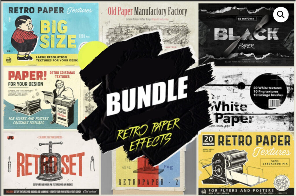 Retro Paper Effects Bundle 8 in 1 - Mighty Deals